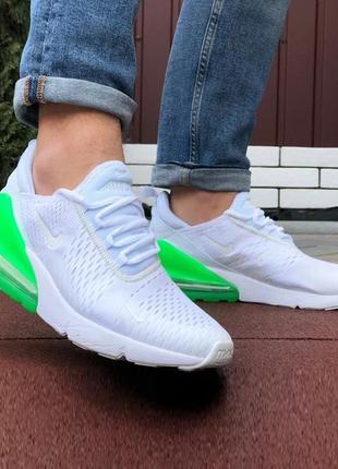 Летние кроссовки nike air max 270 · размеры 41-45 · белые с зел4 фото