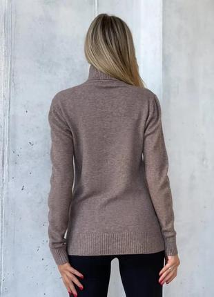 Темно-бежевий кашеміровий светр із високим горлом, s, темно-бежевий3 фото