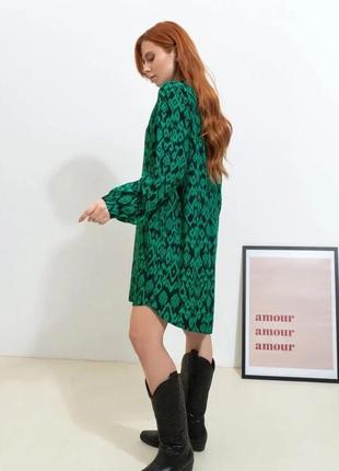 Зеленое свободное платье-рубашка из хлопка, зелёный, 3xl2 фото