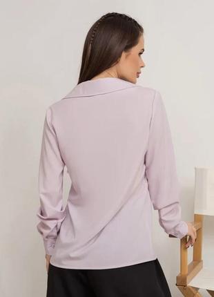 Сиреневая однотонная рубашка с карманом, софт, повседневный3 фото