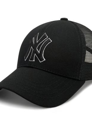 Кепка (бейсболка) ny yankees тракер (сітка) білий контур чорна вишивка \ onesize \ чорний