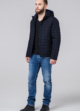 Модна осінньо-весняна куртка чоловіча темно-синя модель 24753 фото