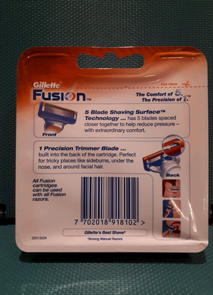 Картриджі gillette fusion 6 штук.2 фото