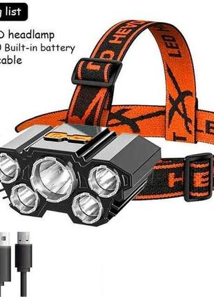 Usb-заряжаемый фонарь f-t21 налобный с встроенным аккумулятором