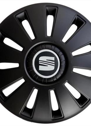 Колпаки на авто seat r15. комплект 4шт. колпаки на колеса r15 (черный)