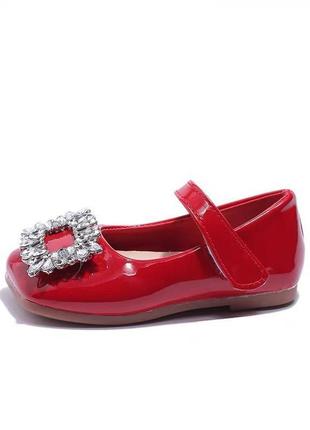 Красные лакированные туфли с брошью 26-35 р3 фото