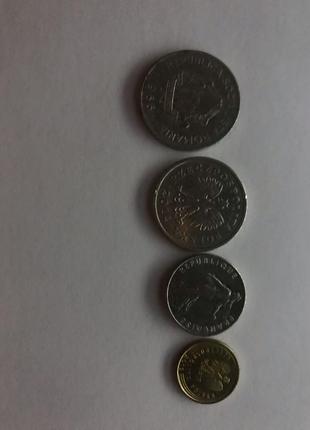 Монети 1/2 franc 1965 , 1 leu 1966 , 1 złoty 2014 , 1 grosz1 фото