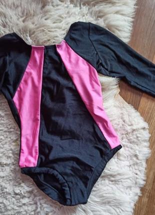 Купальник чорний з рожевим для танців гімнастики нс дівчинку на ріст 110-116 см1 фото