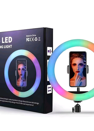 Кольцевая светодиодная лампа rgb led ring mj20 20 см с держателем3 фото