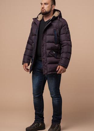 Темно-бордовая зимняя куртка оригинальная для мужчин модель 26402 (остался только 50(l))3 фото