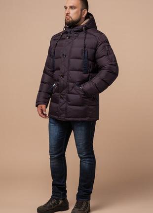 Темно-бордовая зимняя куртка оригинальная для мужчин модель 26402 (остался только 50(l))2 фото