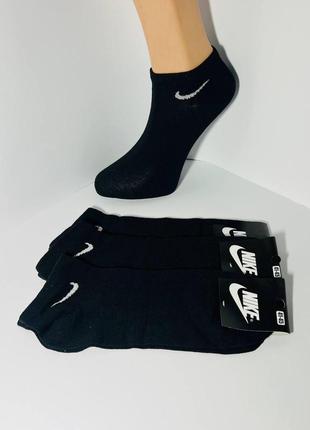 Шкарпетки чоловічі 12 пар демісезонні спортивні укорочені з бавовни nike туреччина розмір 41-45 чорні1 фото