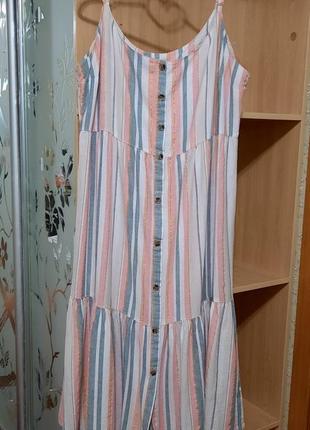 Ярусный сарафан nutmeg платье рубашка р. uk 20 лен льняное вискоза5 фото