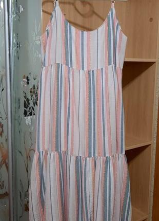 Ярусный сарафан nutmeg платье рубашка р. uk 20 лен льняное вискоза6 фото