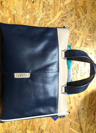 Шкіряна сумка синього кольору.1 фото