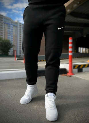Зимние штаны с начесом nike черные rd0151 фото
