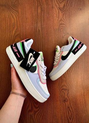 Nike air force 1 shadow violet & black & pink7 фото