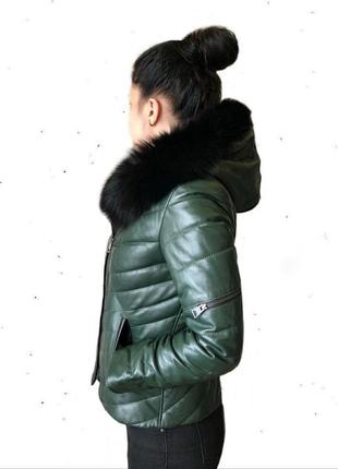 Жіночі утеплені куртки з натуральної шкіри туреччина5 фото