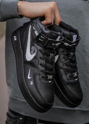 Кросівки nike air force fur black кроссовки зимние с мехои