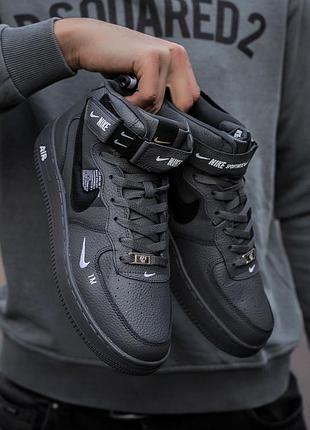Кросівки nike air force fur dark grey кросівки з хутром
