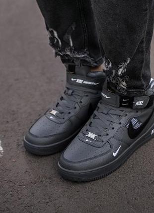 Кросівки nike air force fur dark grey кроссовки с мехом5 фото