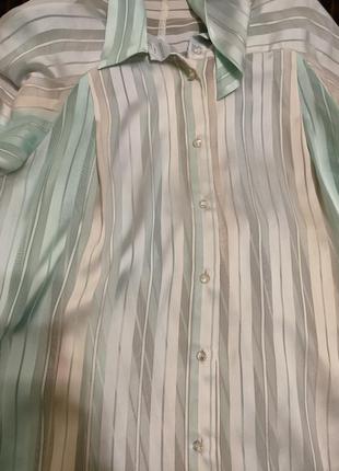 Напівпрозора блуза сорочка шовкова ретро в смужку4 фото