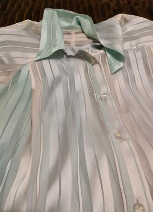 Напівпрозора блуза сорочка шовкова ретро в смужку7 фото