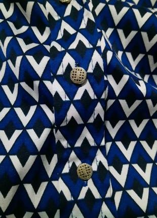 Синя блуза геометричний принт4 фото