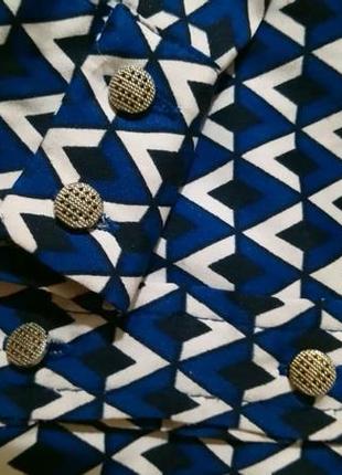 Синя блуза геометричний принт7 фото