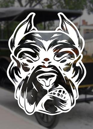 Наклейка на авто/мото на стекло/кузов "собака...питбуль...стффорд" белый цвет
