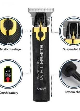 Професійна бездротова машинка для стрижки волосся та  бороди vgr1 фото