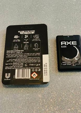 Туалетна вода axe pocket spray black. чорний. 17мл