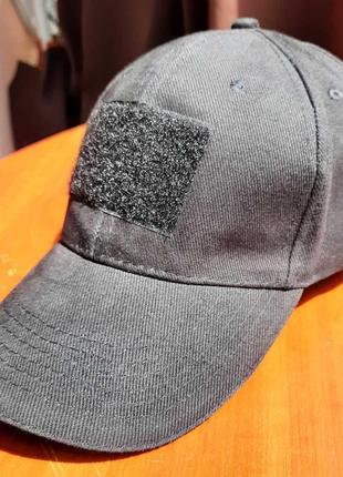 Тактична кепка з липучками для шевронів, чорна, 100% бавовна2 фото