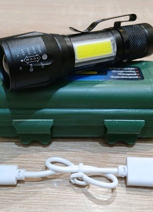 Ліхтарик led акумуляторний 500mah usb тактичний.компактний.