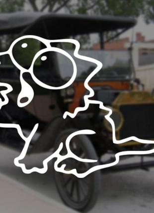 Наклейка на авто/мото на стекло/кузов "голодный кот саймон...hungry сat simon" белый цвет