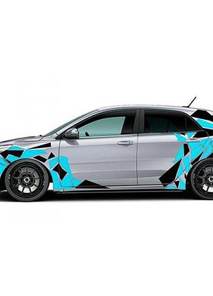 Наклейка на авто камуфляж (2) геометрический 100х100 см белый/черный і тд. (2)