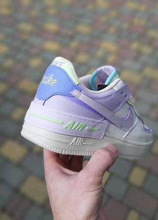 N1ke air force 1 shadow бежевые с сиреневым7 фото