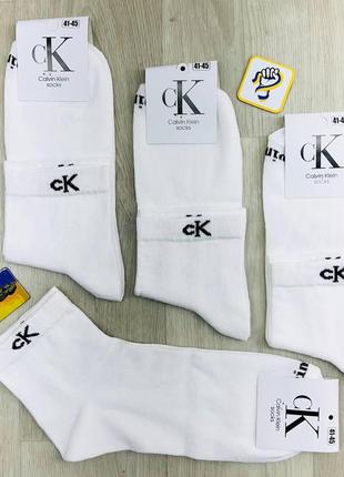 Шкарпетки чоловічі 12 пар демісезонні бавовна середні calvin klein туреччина розмір 41-45 білі2 фото