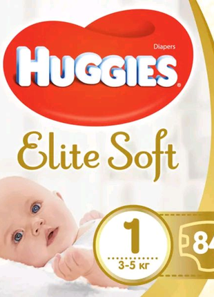 Подгузники huggies elite soft 1 (3-5 кг), 84 шт.1 фото