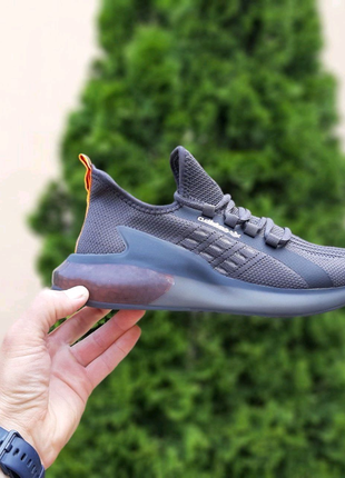 Adidas zx boost сірі з помаранчевим2 фото