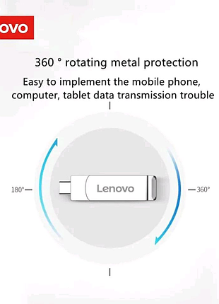 Флешка type-c + usb lenovo 2тв 2в1 пам'ять для телефону ноутбук 3