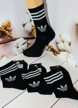 Шкарпетки чоловічі 12 пар демісезонні спортивні високі з бавовни adidas туреччина розмір 41-45 чорні