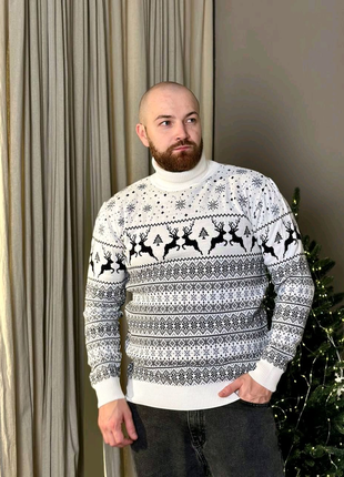 Новорічний светр з оленями3 фото