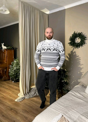 Новорічний светр з оленями5 фото