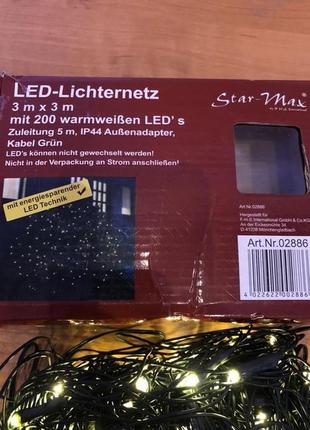 Гірлянда гірлянда. світлодіодна сітка 3х3м200 led з німечинни5 фото