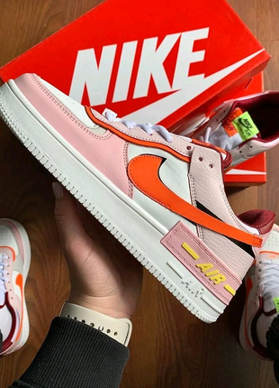 👟кросівки жіночі nike air force 1 shadow white & pink & orange👟6 фото