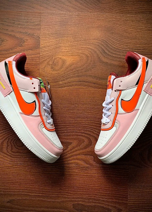 👟кросівки жіночі nike air force 1 shadow white & pink & orange👟9 фото