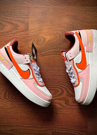 👟кросівки жіночі nike air force 1 shadow white & pink & orange👟10 фото