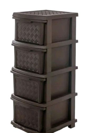 Пластиковий комод, шафка, тумба в коричневому кольорі на 4 ящики