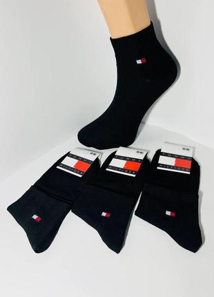 Шкарпетки чоловічі 12 пар демісезонні середні з бавовни tommy hilfiger туреччина розмір 41-45 чорні